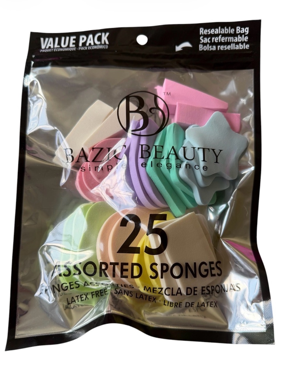 Bazic Beauty 25 Count Latex Free Makeup Sponge Pack